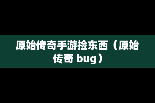 原始传奇手游捡东西（原始传奇 bug）