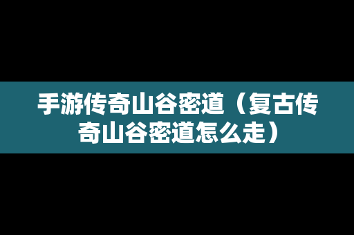 手游传奇山谷密道（复古传奇山谷密道怎么走）