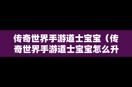 传奇世界手游道士宝宝（传奇世界手游道士宝宝怎么升级）