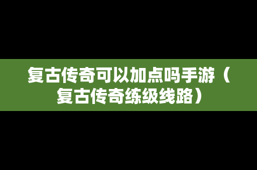 复古传奇可以加点吗手游（复古传奇练级线路）