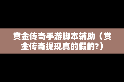 赏金传奇手游脚本辅助（赏金传奇提现真的假的?）