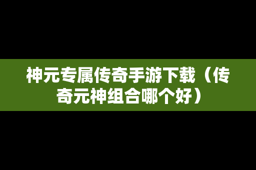 神元专属传奇手游下载（传奇元神组合哪个好）