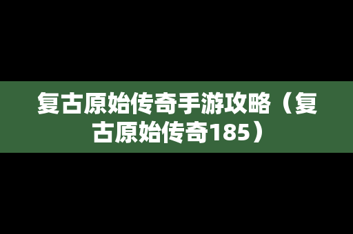 复古原始传奇手游攻略（复古原始传奇185）