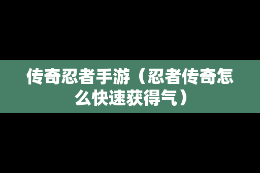 传奇忍者手游（忍者传奇怎么快速获得气）