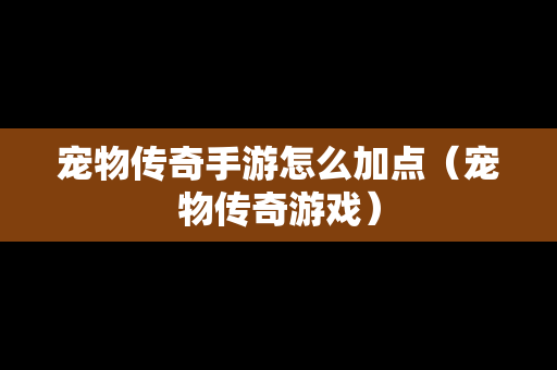 宠物传奇手游怎么加点（宠物传奇游戏）