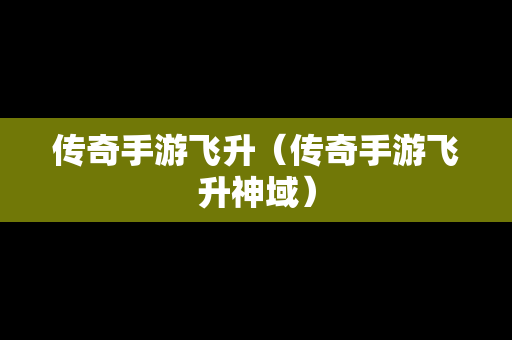 传奇手游飞升（传奇手游飞升神域）