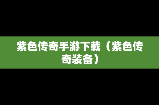 紫色传奇手游下载（紫色传奇装备）