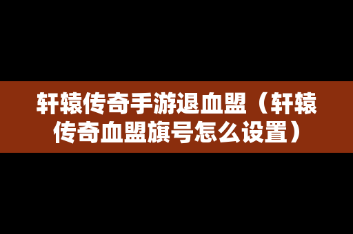 轩辕传奇手游退血盟（轩辕传奇血盟旗号怎么设置）