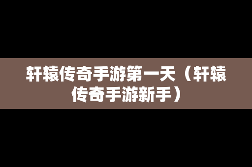 轩辕传奇手游第一天（轩辕传奇手游新手）
