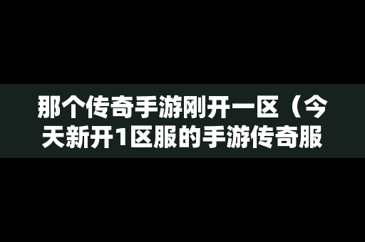 那个传奇手游刚开一区（今天新开1区服的手游传奇服务器）