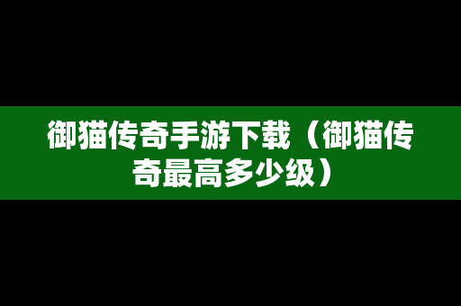 御猫传奇手游下载（御猫传奇最高多少级）
