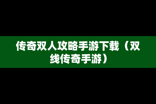 传奇双人攻略手游下载（双线传奇手游）